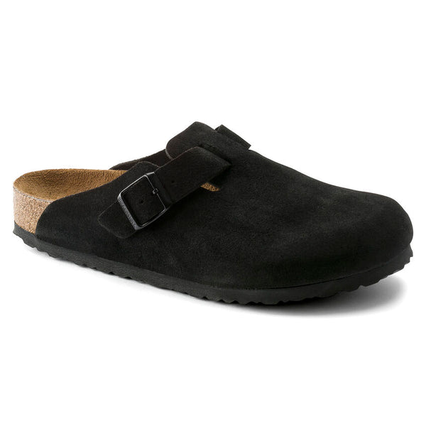 Boston Soft Footbed Suede Leather - Narrow Footbed - Black