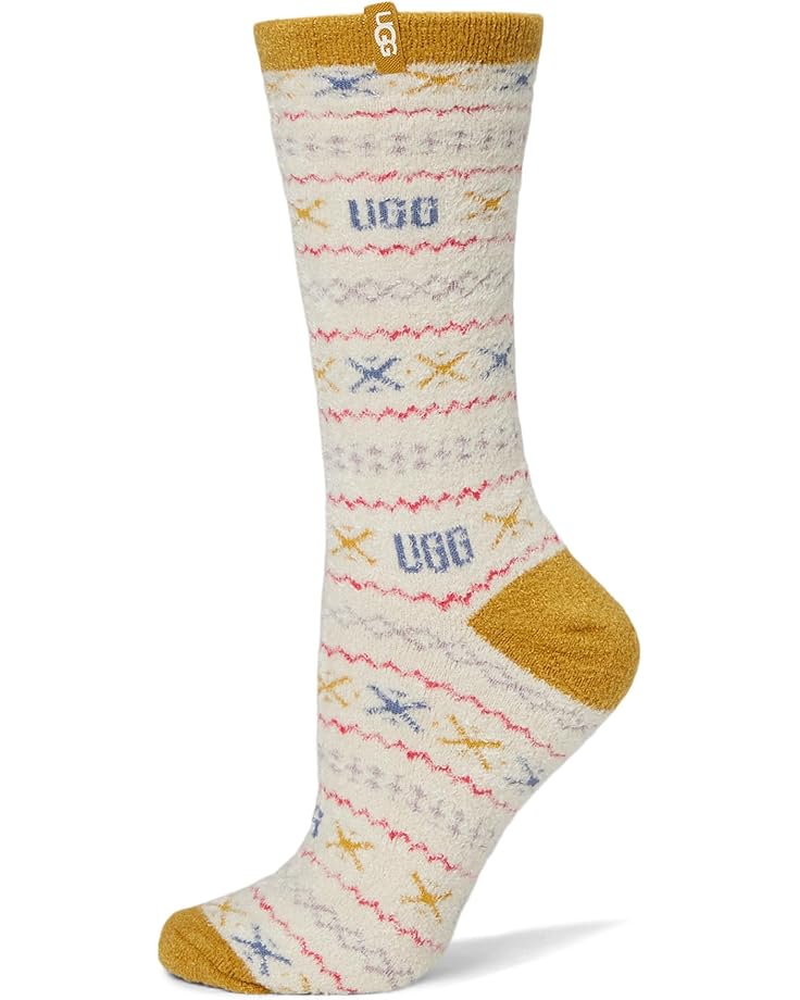 Leslie Graphic Crew Sock - Ochre Green Multi Uggisle - Women's