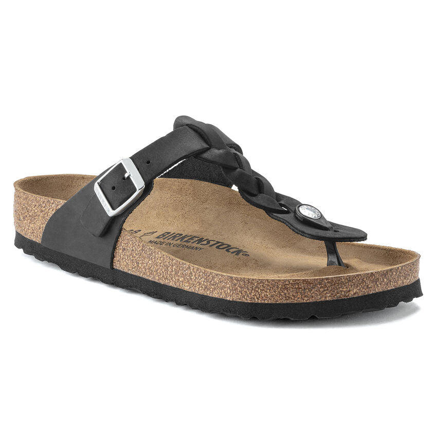 Gizeh Braided Oiled Leather - Black - Women's