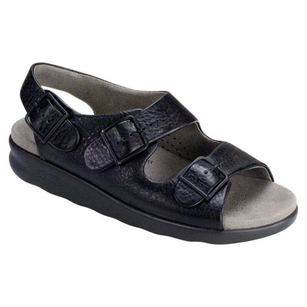 Relaxed Heel Strap Sandal - Black Womens